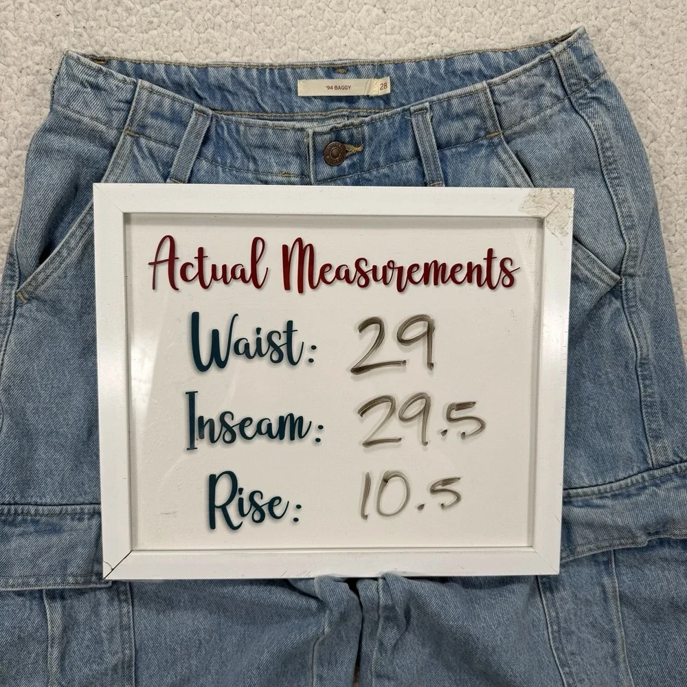 Levi's 94 Baggy Cargo Jeans Women's 28 (29x29.5)‎ Y2K Streetwear Utility Grunge